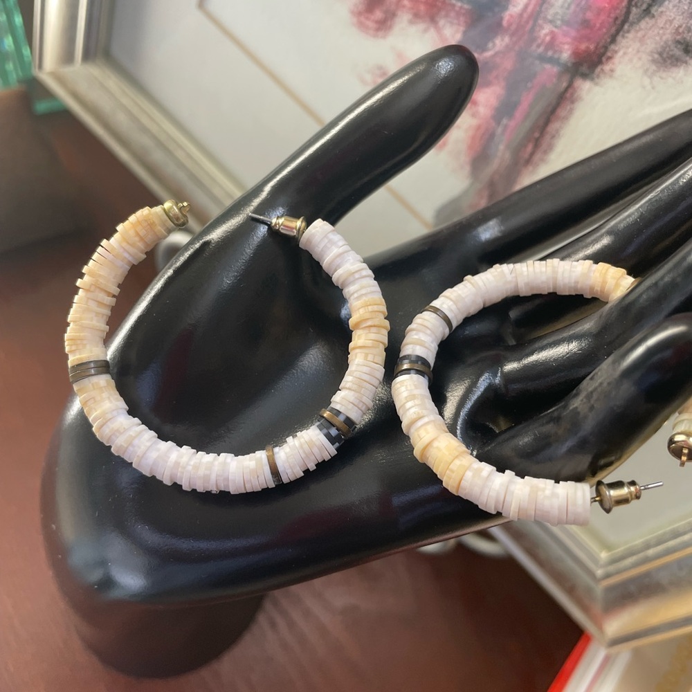 Anthropologie Elegant Shell Hoop Earrings